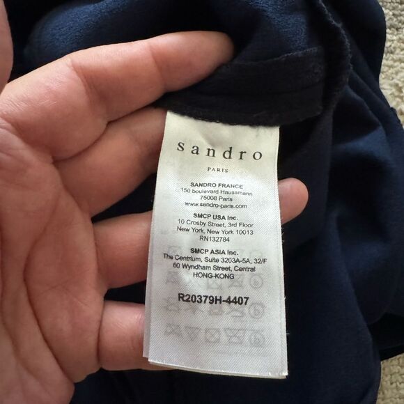 Sandro Fit and Flare Crepe Navy Dress Size 2 - Picture 14 of 15